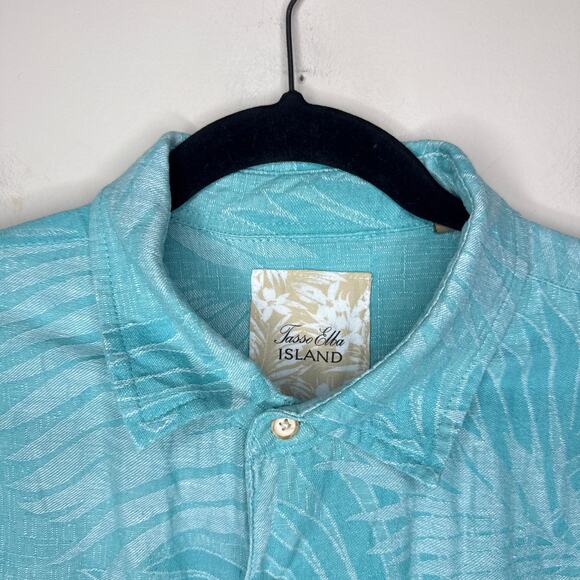 Tasso Elba Island XL Tropical Print Silk Linen‎ Short Sleeve Button Up Shirt - Picture 4 of 10